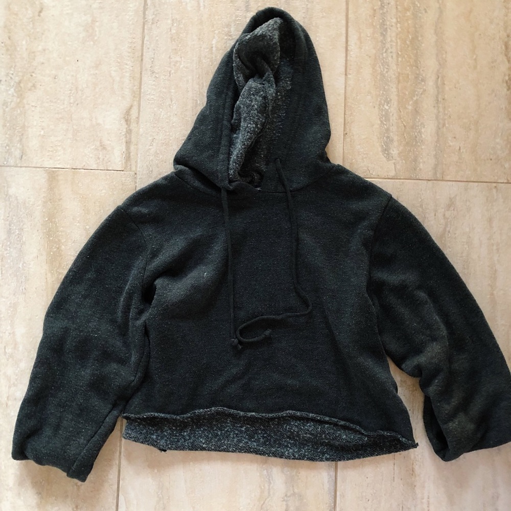 Brandy Melville Charcoal Gray Kendrick Crop Hoodie